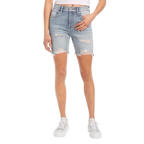 Vigoss Pants - Vigoss 29 (US 8) Ace Bermuda Denim Shorts Distressed Light Wash High Rise